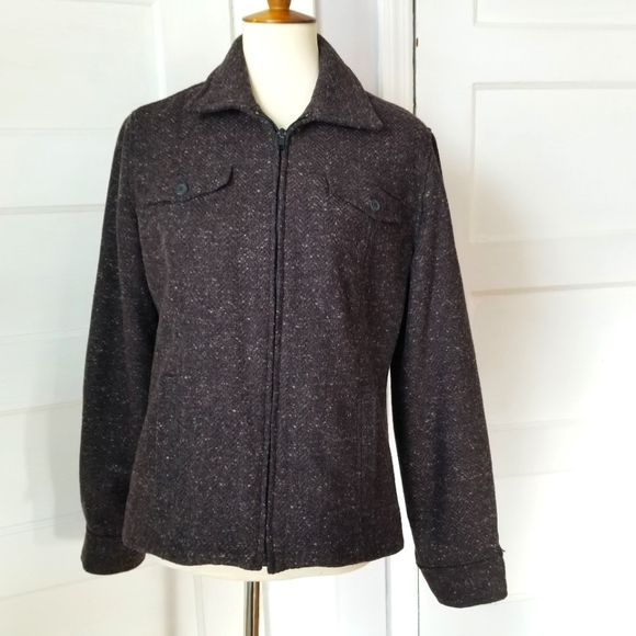 Aeropostale Brown Wool Blend Zip Front Jacket, Size M - Picture 1 of 16